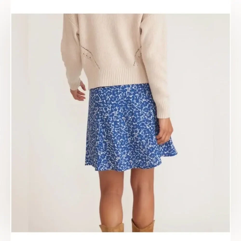 Marine Layer Bonnie Mini Skirt NWT Size 10 Blue Ditsy Floral Cottagecore